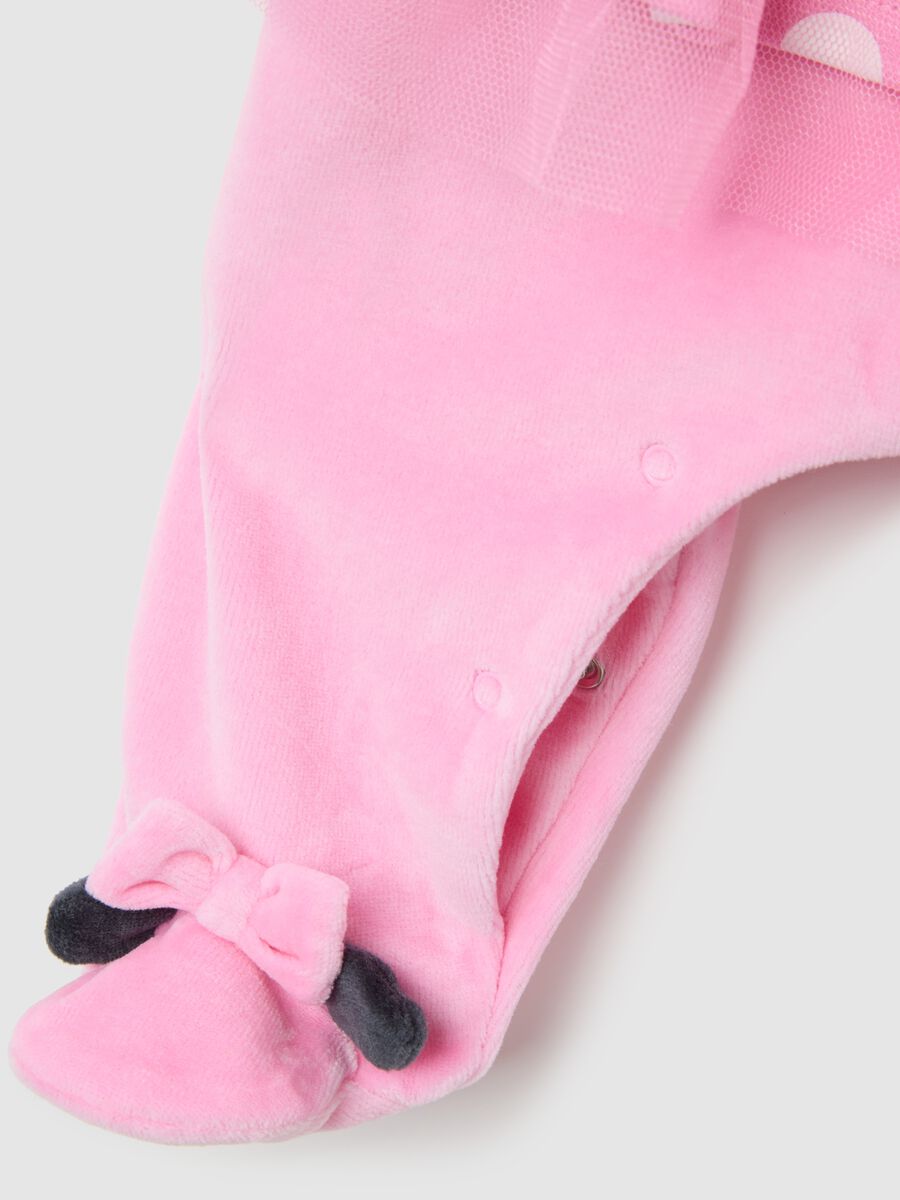 Pink cotton blend baby girl's jumpsuit with zip and hat_3