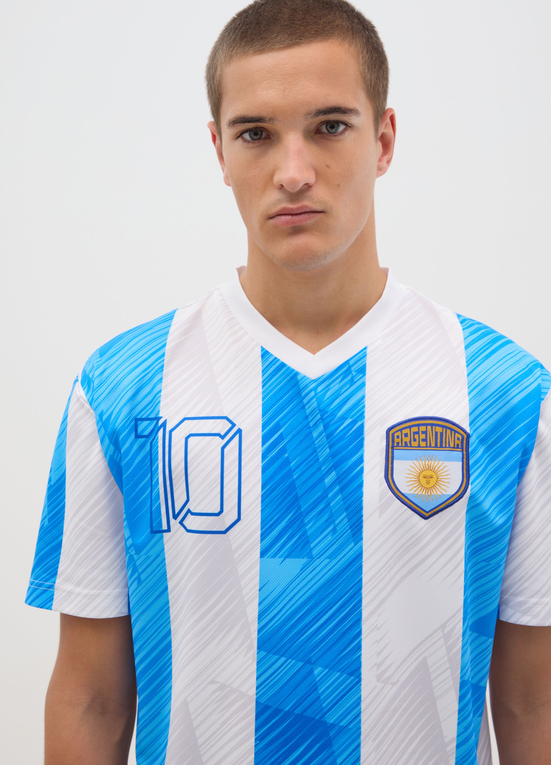 Maglia da uomo in multicolor a righe azzurre e bianche regular fit