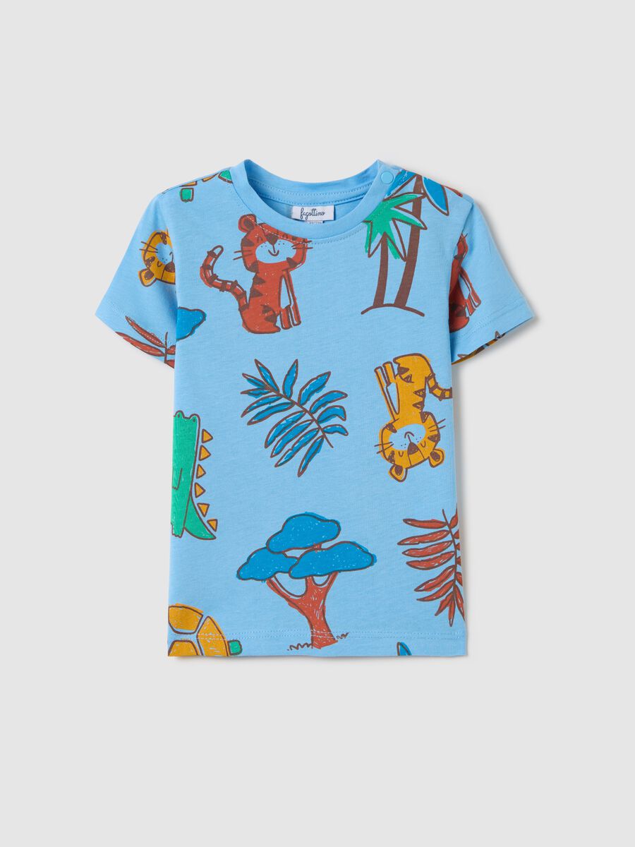 Light blue cotton T-shirt with print_0