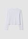 White pure cotton T-shirt with ribbed neckline for girls_1