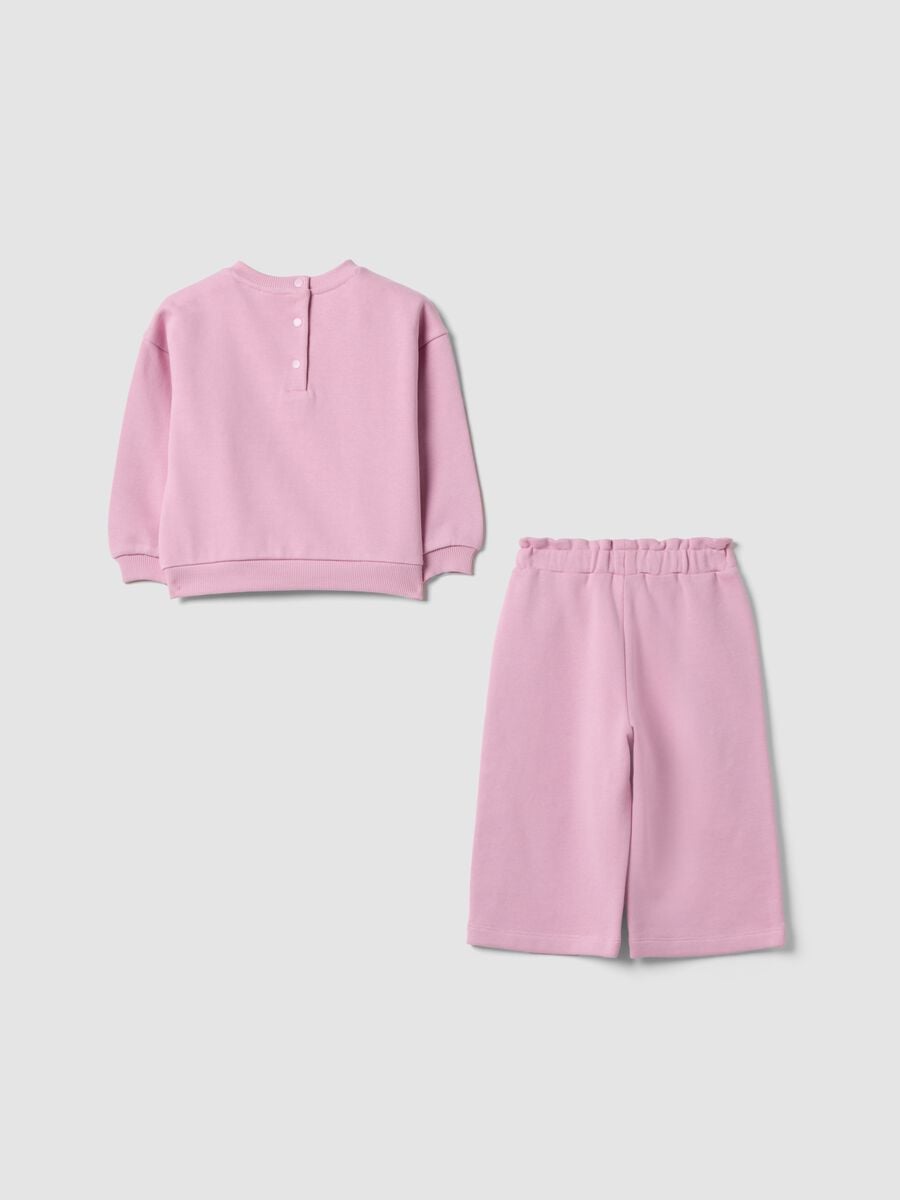 Completo jogging rosa in puro cotone con ricamo Lilo & Stitch per bimba_1