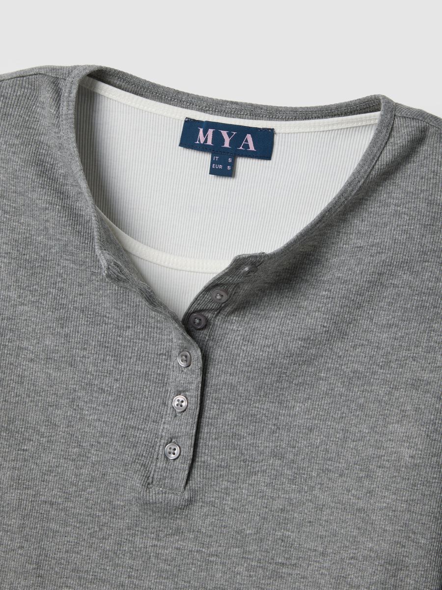 Maglia in puro cotone multicolor regular fit con collo serafino_1