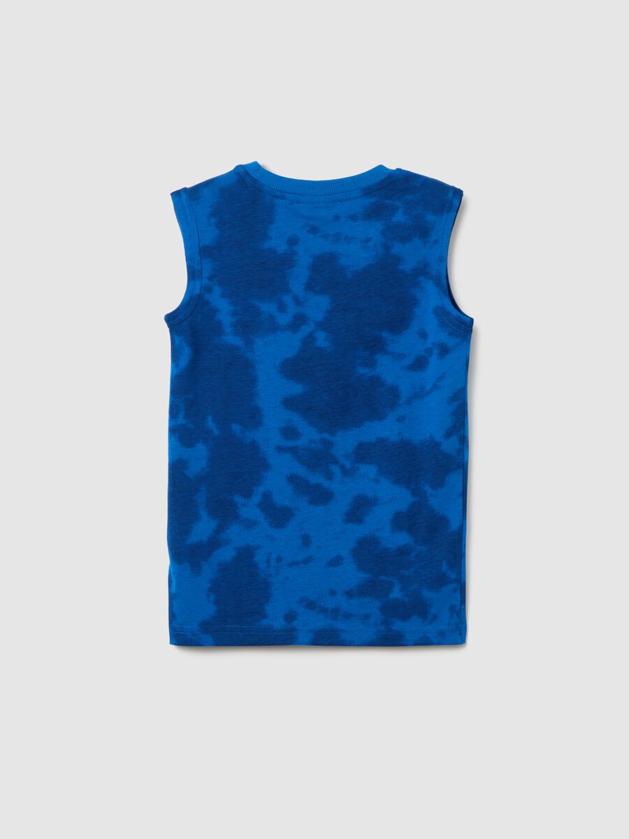 Children's blue pure cotton regular fit tank top with Sonic print_1