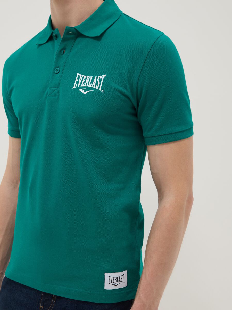 Short-sleeved pure cotton polo in green_4