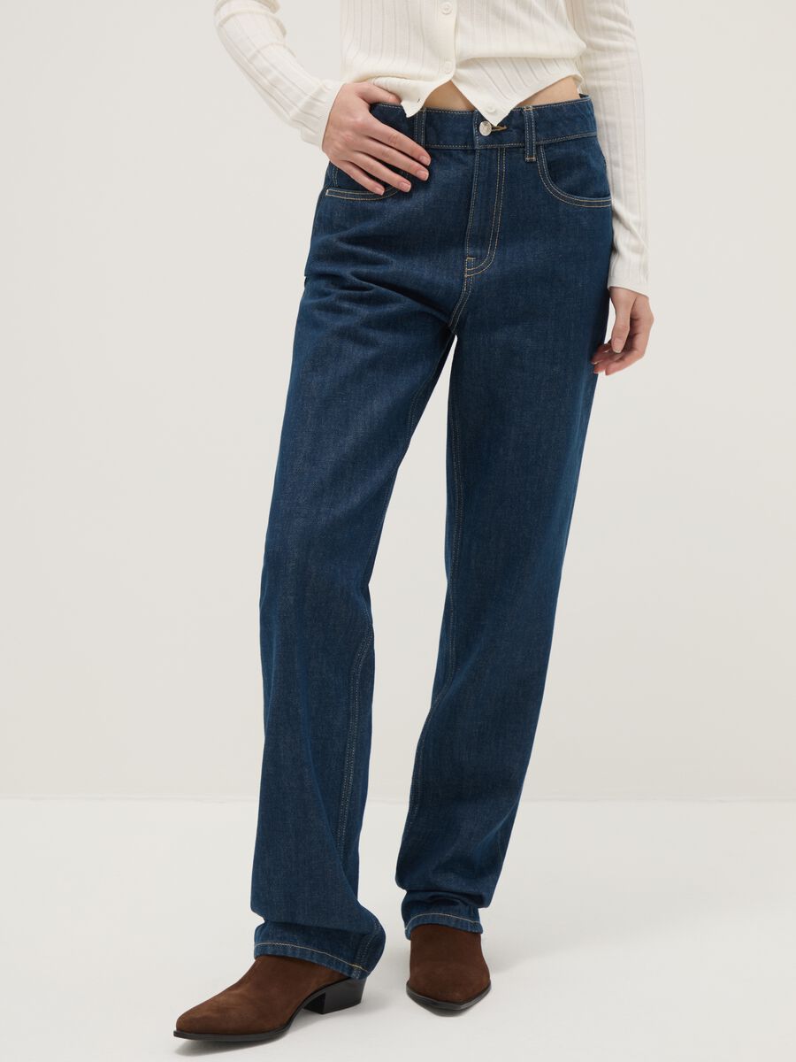 Pure Cotton Blue Straight Fit Jeans_1