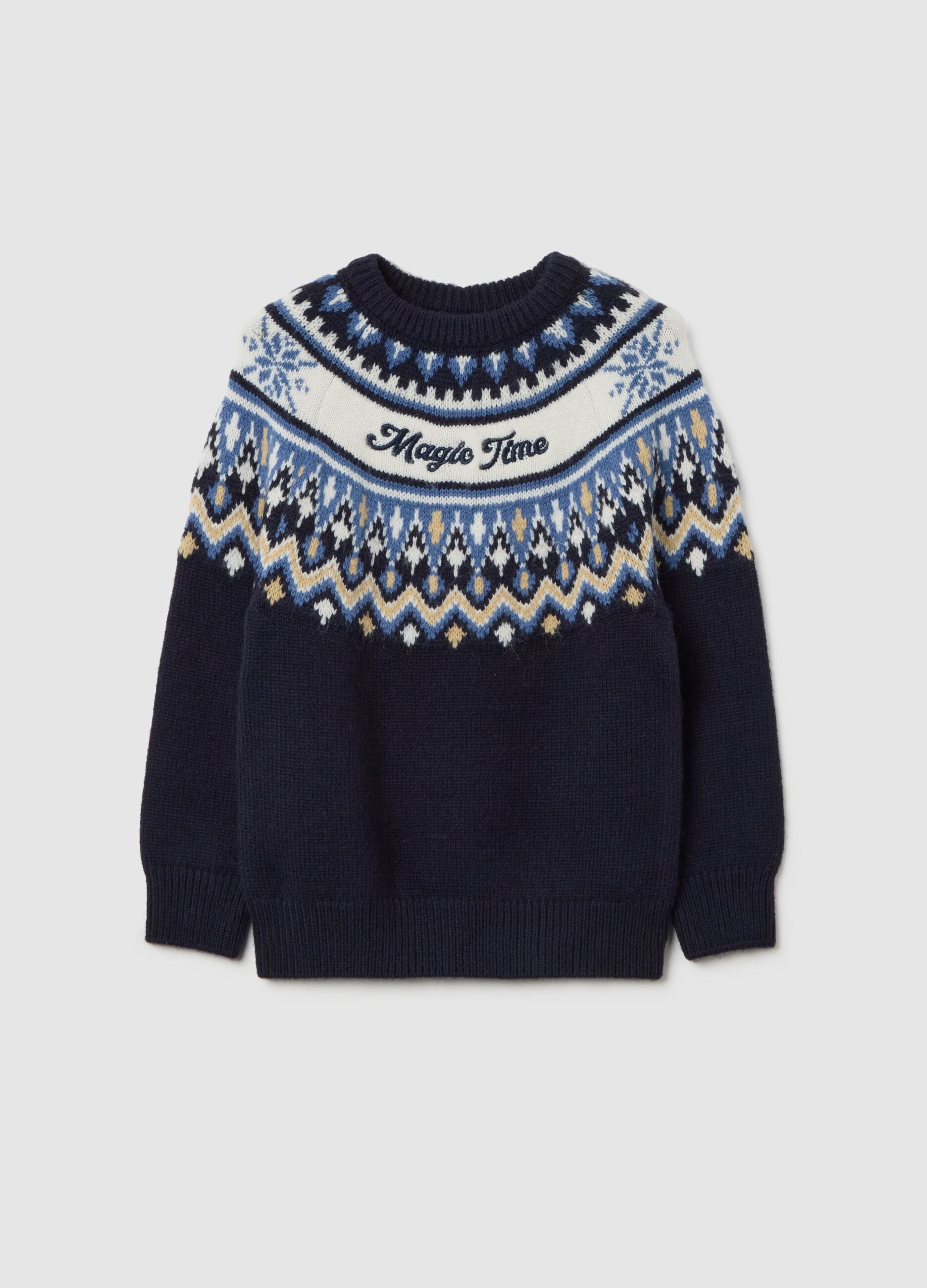 Multicoloured children's jumper with regular fit and Christmas motif