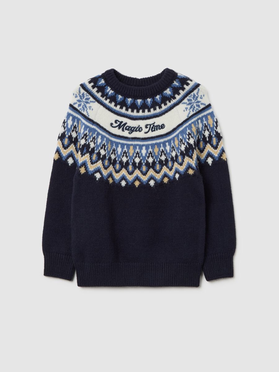 Christmas Jumper Save the Children da bambino con motivo jacquard blu_0