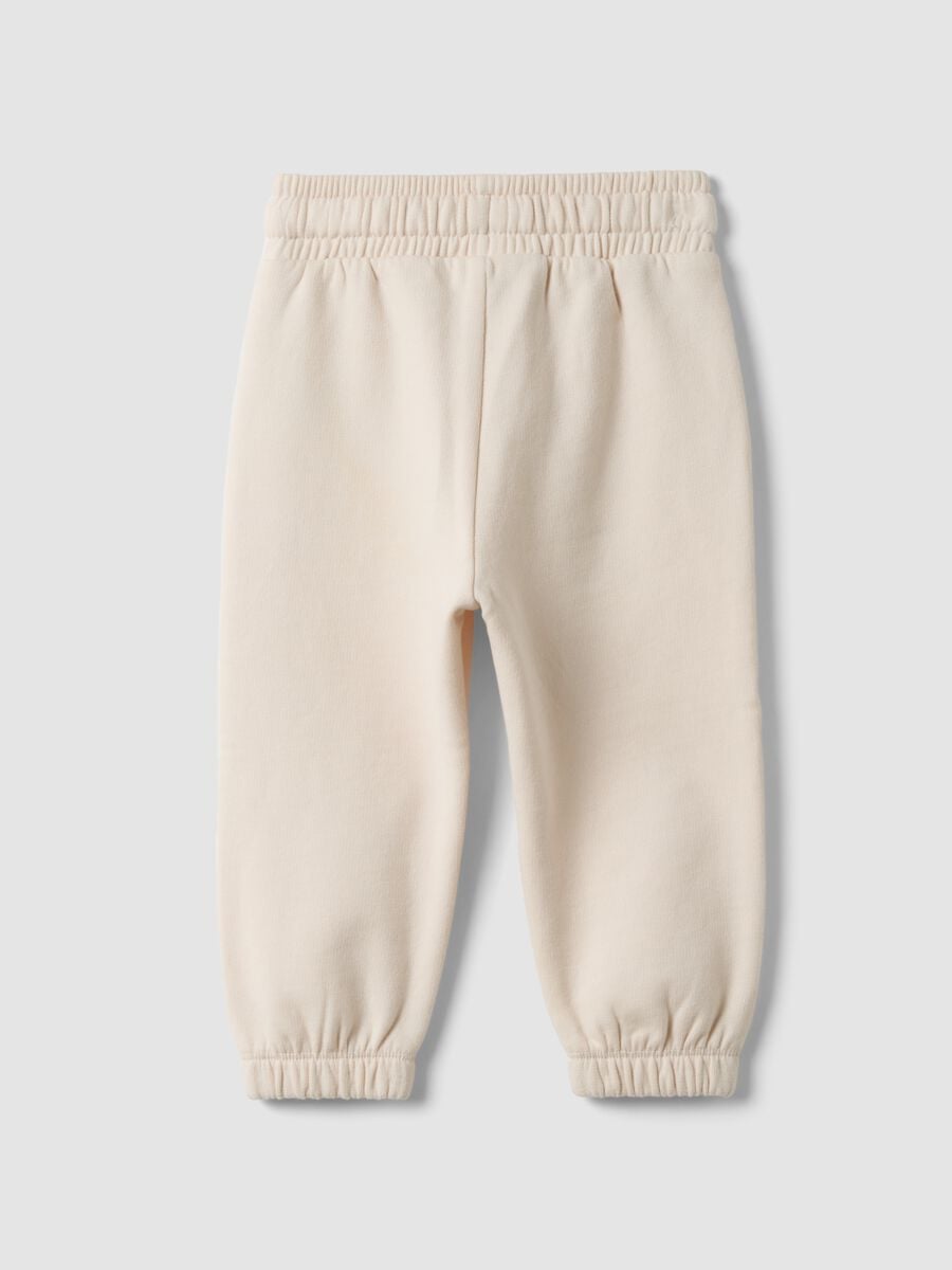 Pantaloni jogger beige in puro cotone_1