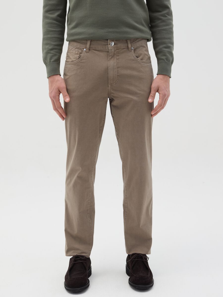 Slim-fit trousers in cotton poplin_1