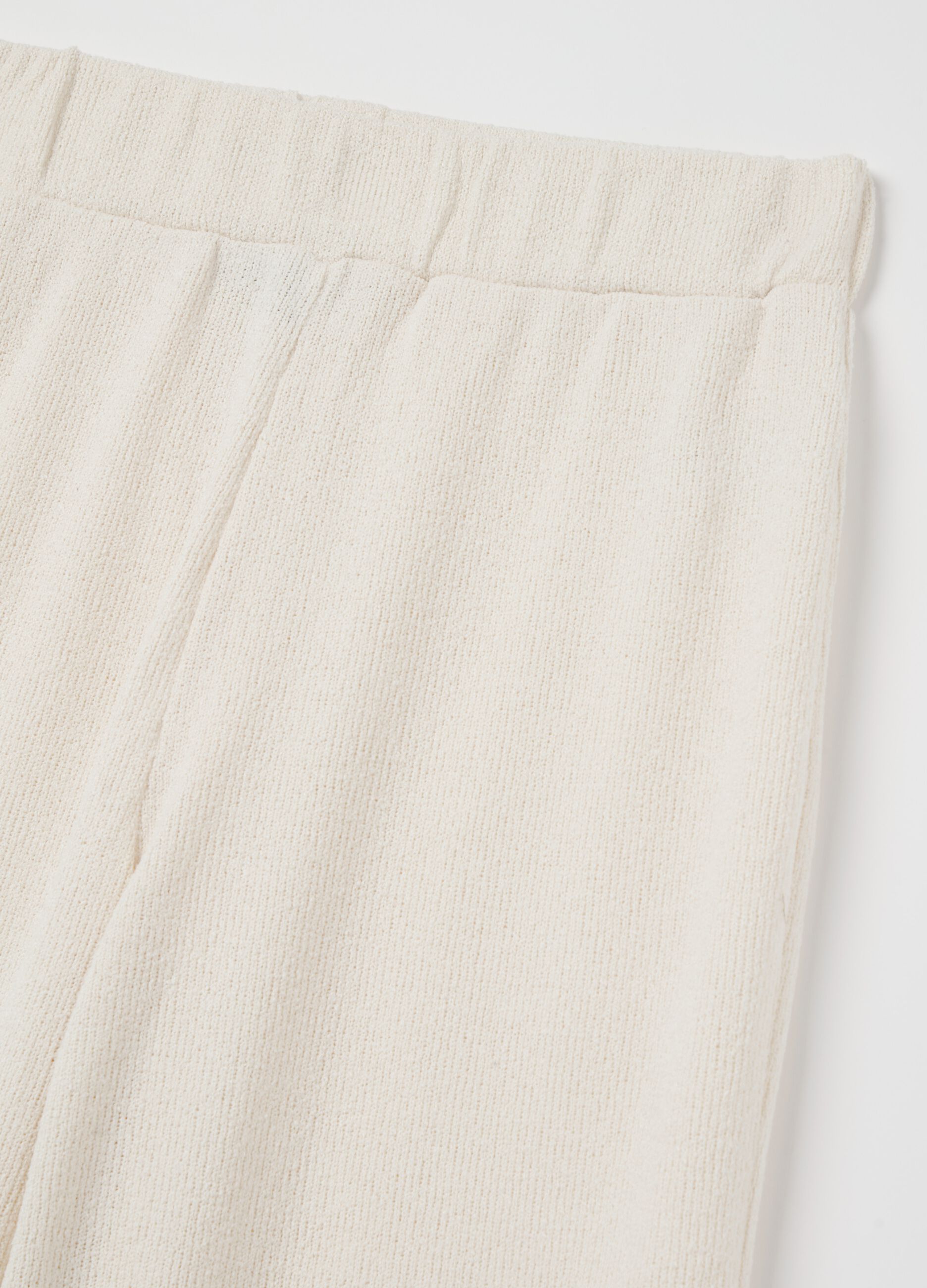 Cream waffle-weave knit trousers