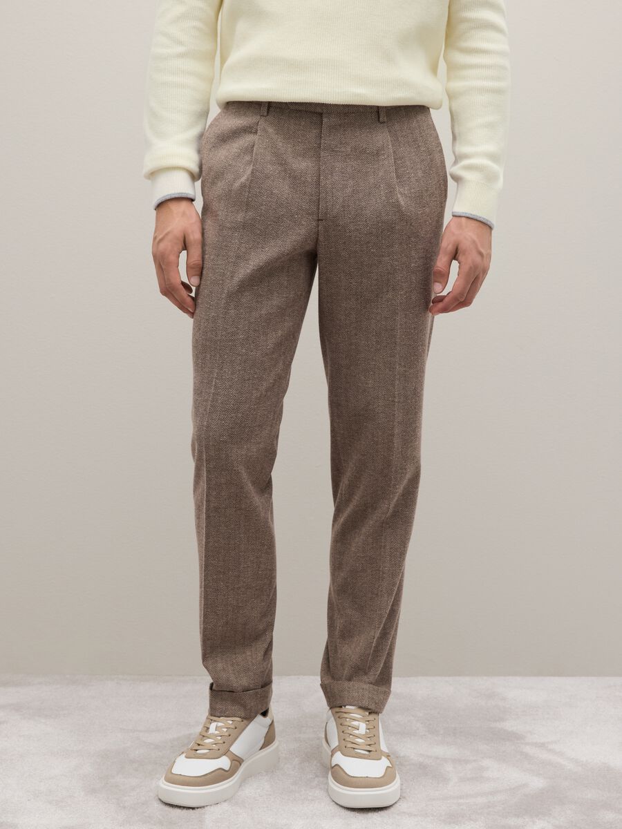 Brown twill cotton trousers_1