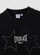 T-shirt nera cropped in puro cotone con stelle applicate per ragazza_2