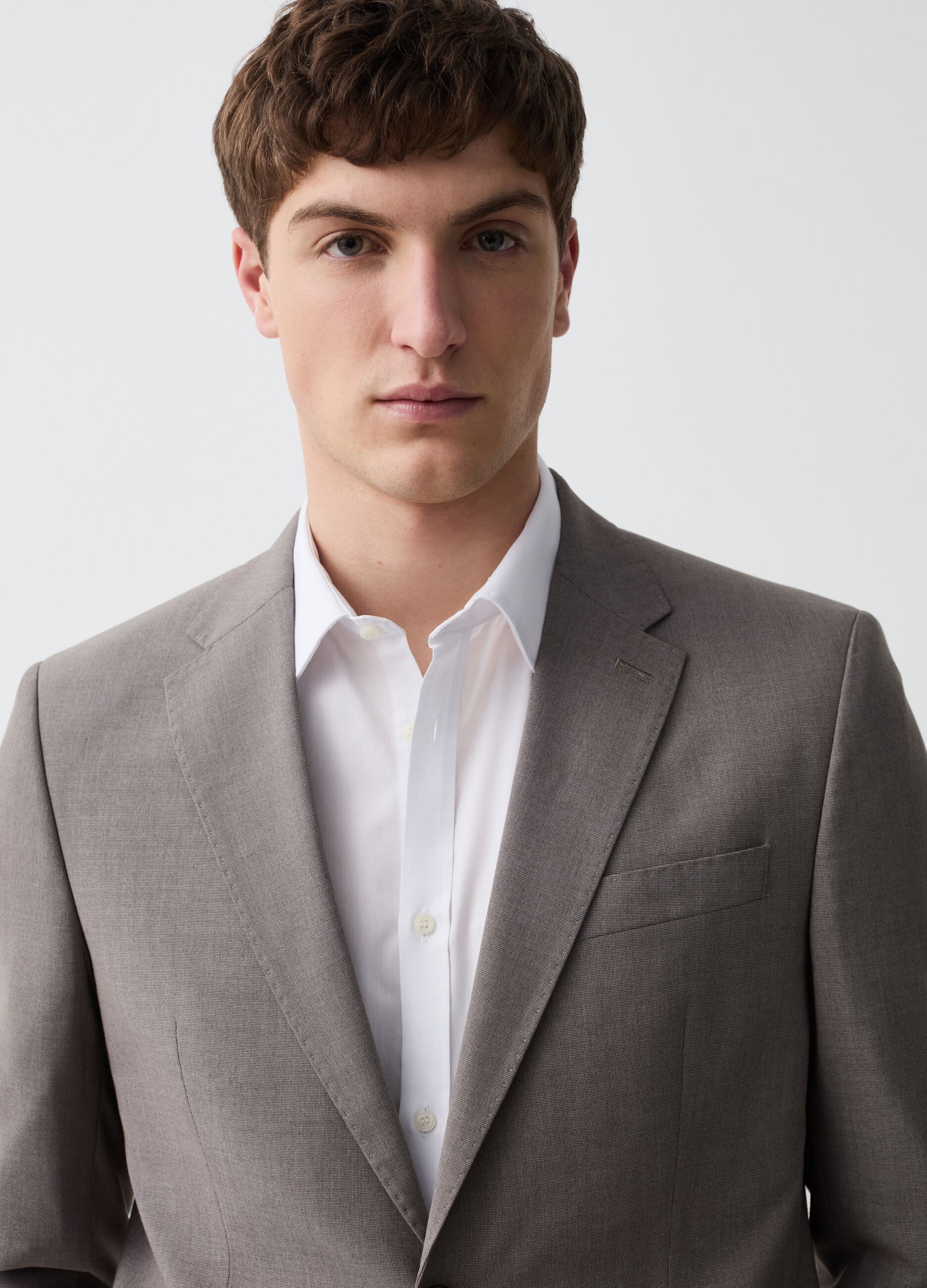 Regular-fit single-breasted blazer with micro structure