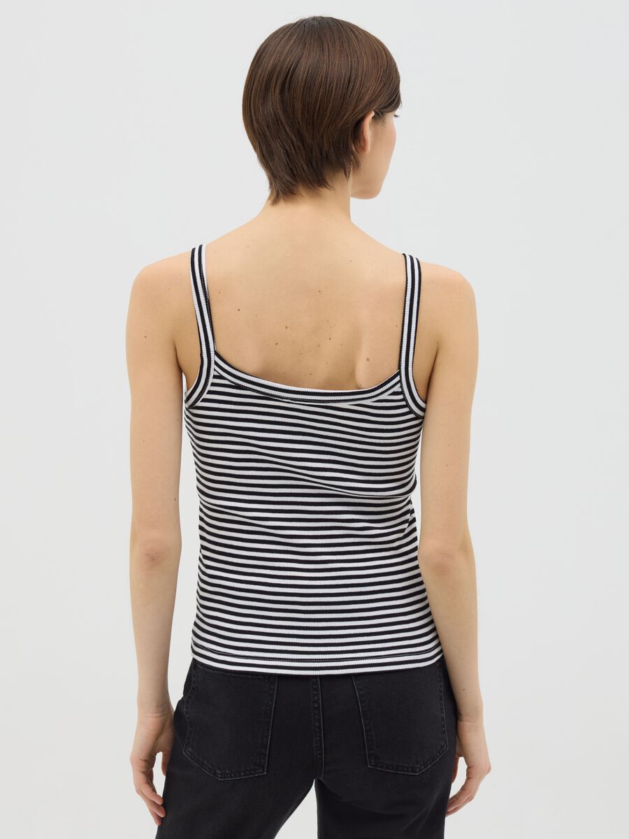 Black and white striped cotton top_3