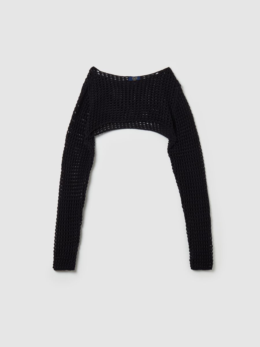 Openwork knit cropped cardigan_3