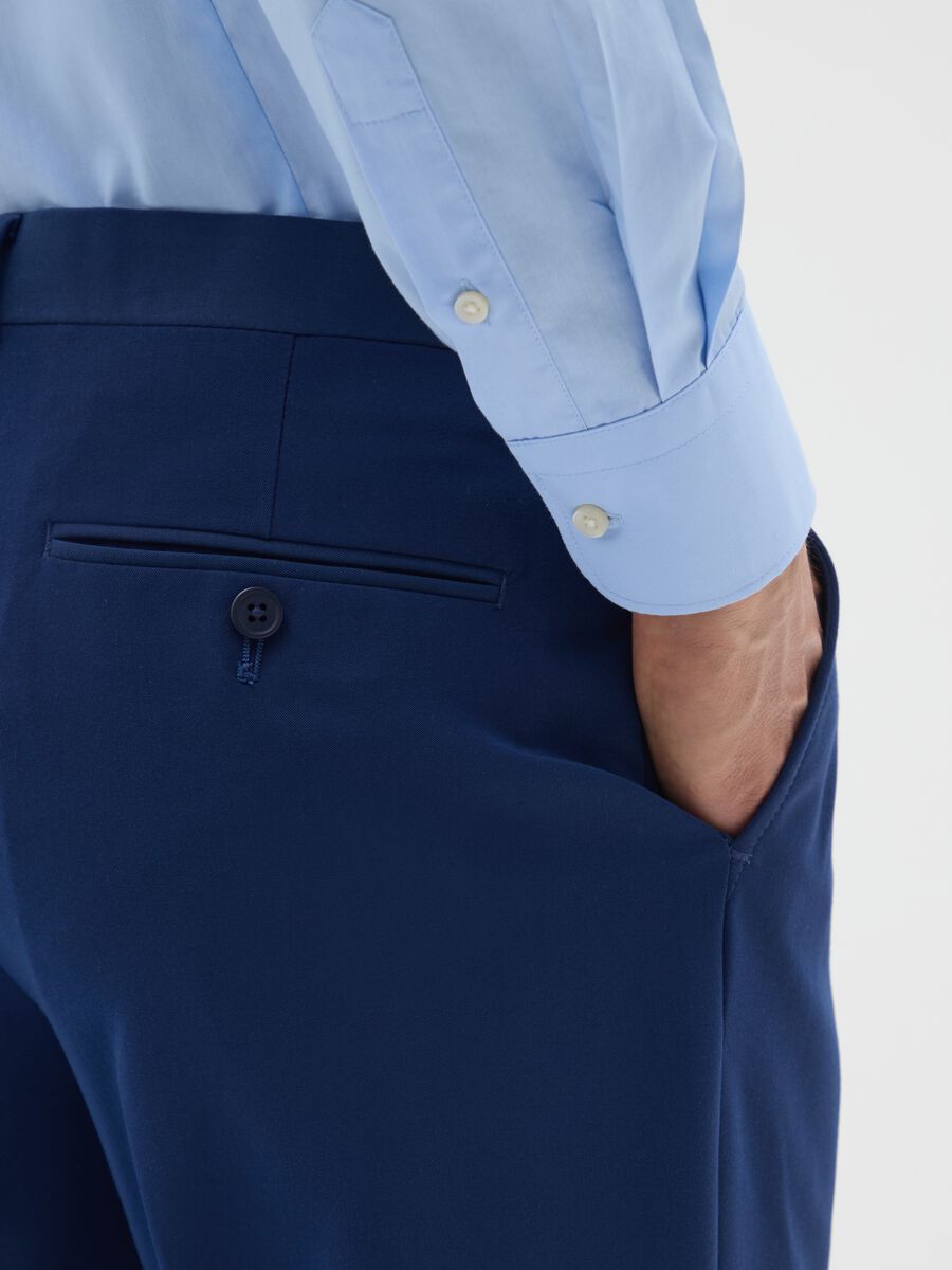 Slim Blue Cotton Blend Shirt_3