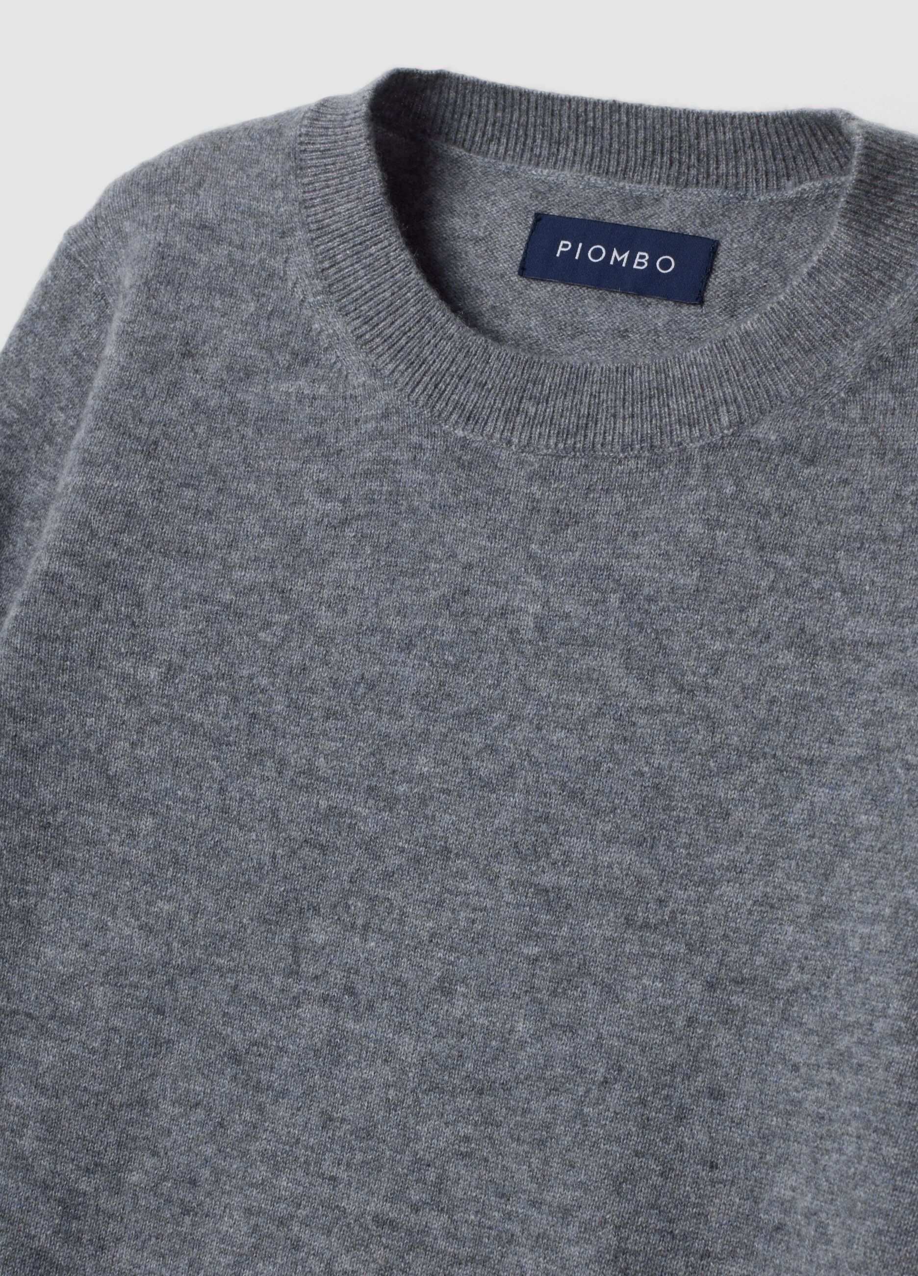 Grey pure cashmere crew-neck jumper