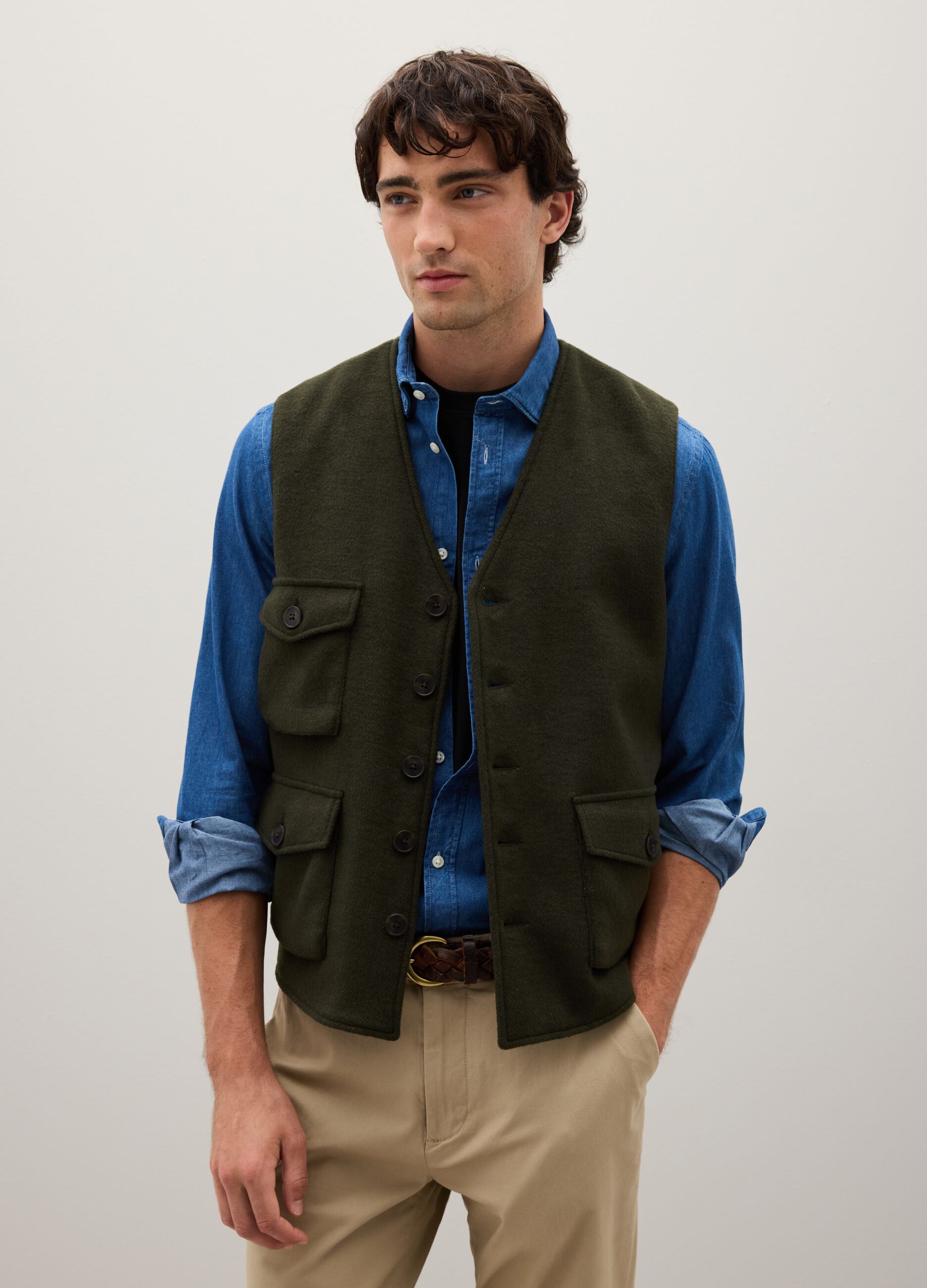 Green Vest with Multiple Pockets