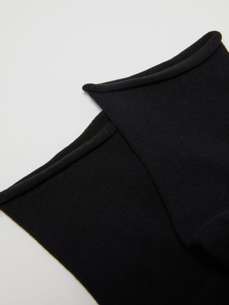 Pack of three black short cotton blend socks with snug fit_2