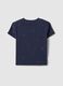 T-shirt blu per ragazza in cotone elasticizzato con ricamo cuori _1