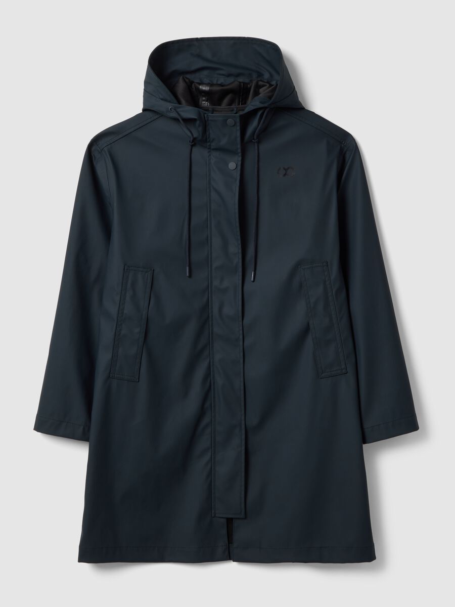 Blue waterproof jacket with regular fit hood_4