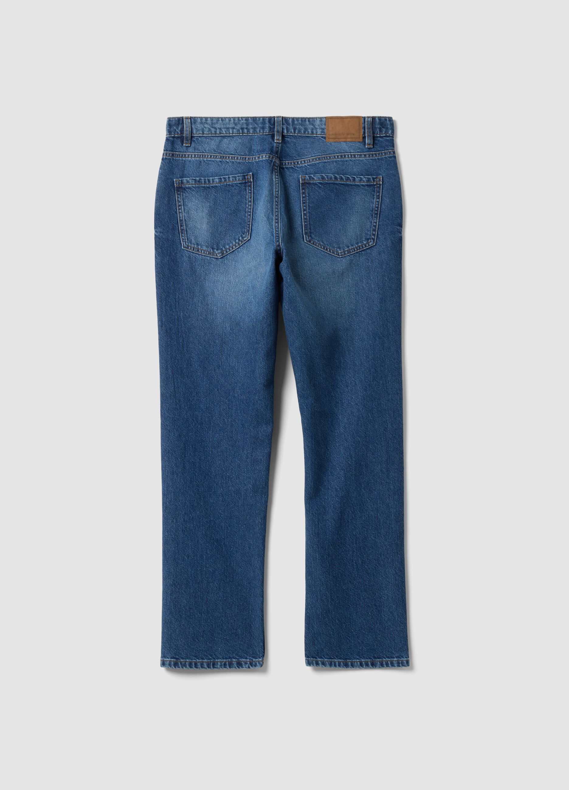 Regular-fit pure cotton denim jeans