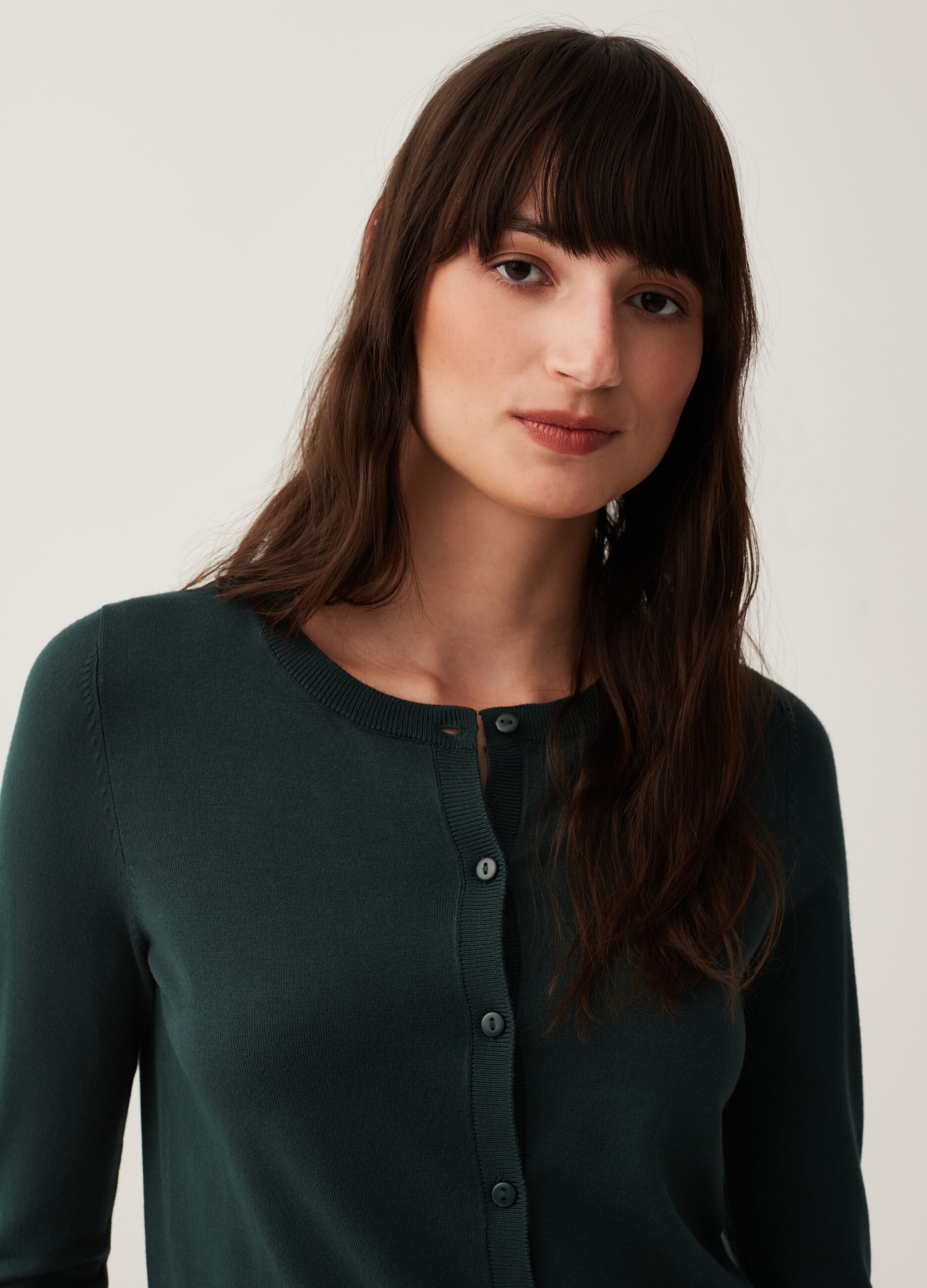 Cardigan girocollo tinta unita_1
