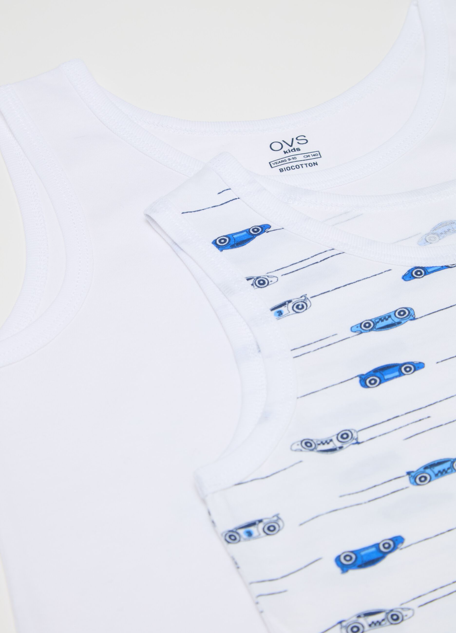 Two-pack racerback vests in cotton with print