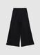 Girls' wide leg black cotton blend trousers_1