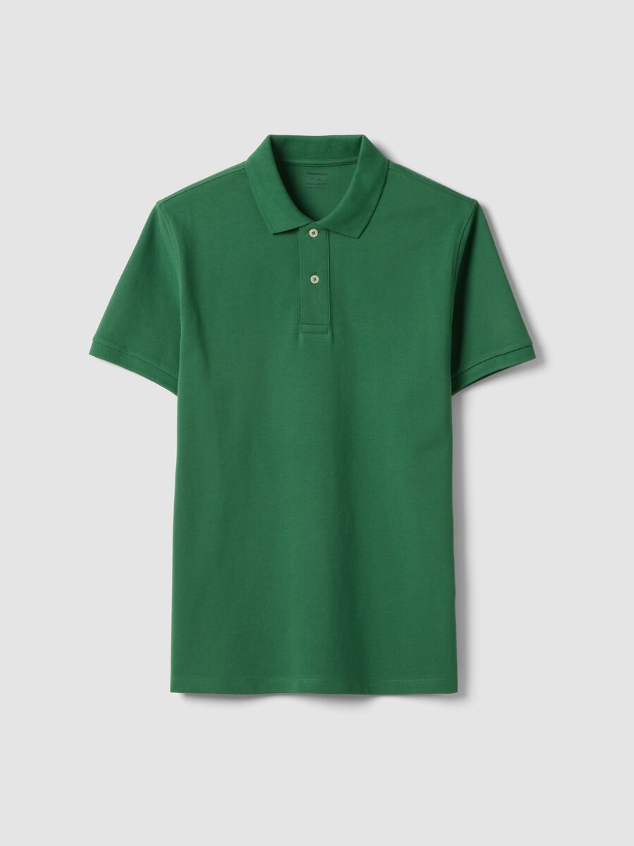 Short sleeve polo in pure green cotton regular fit_0