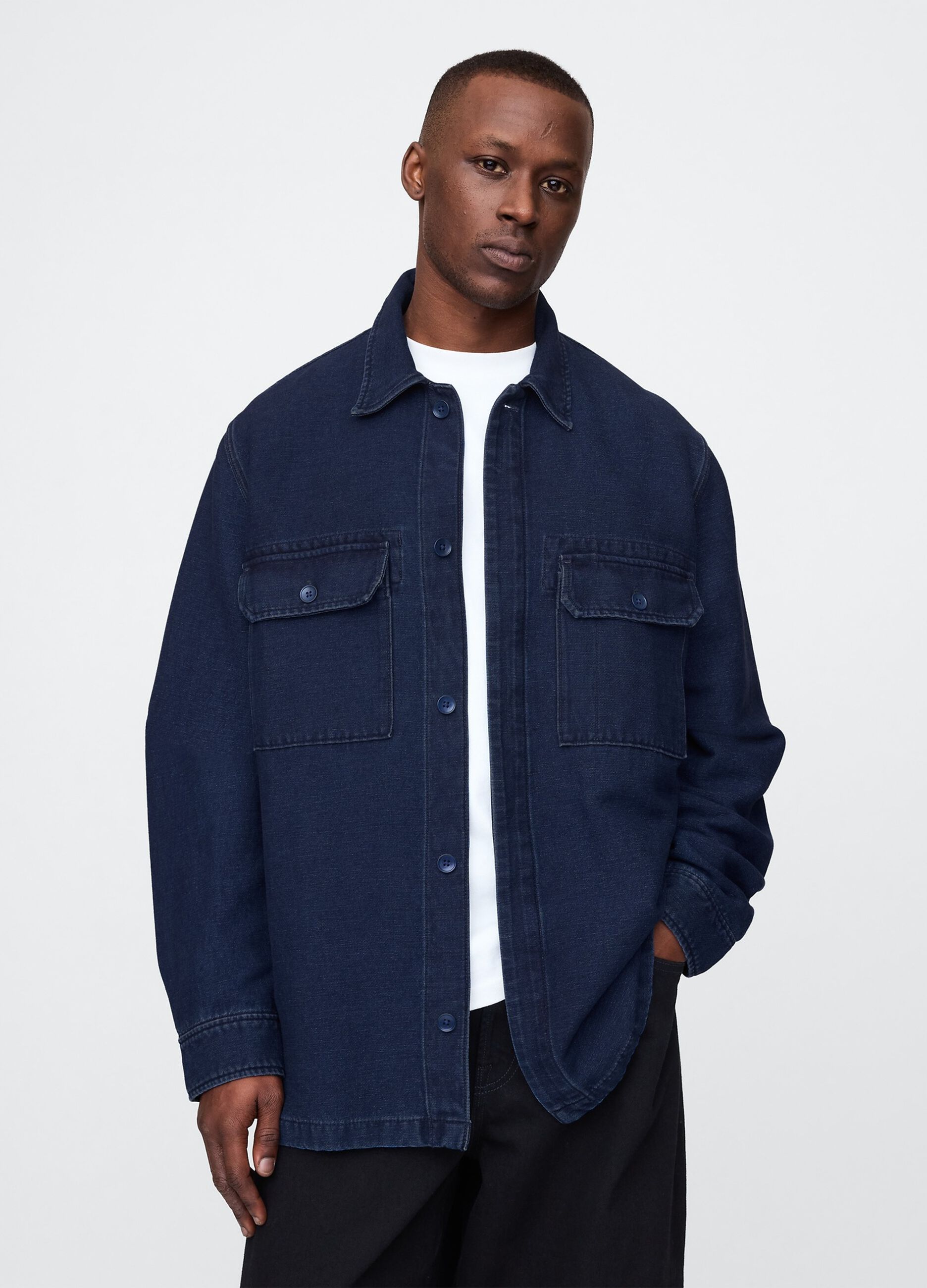 Oversized denim shacket