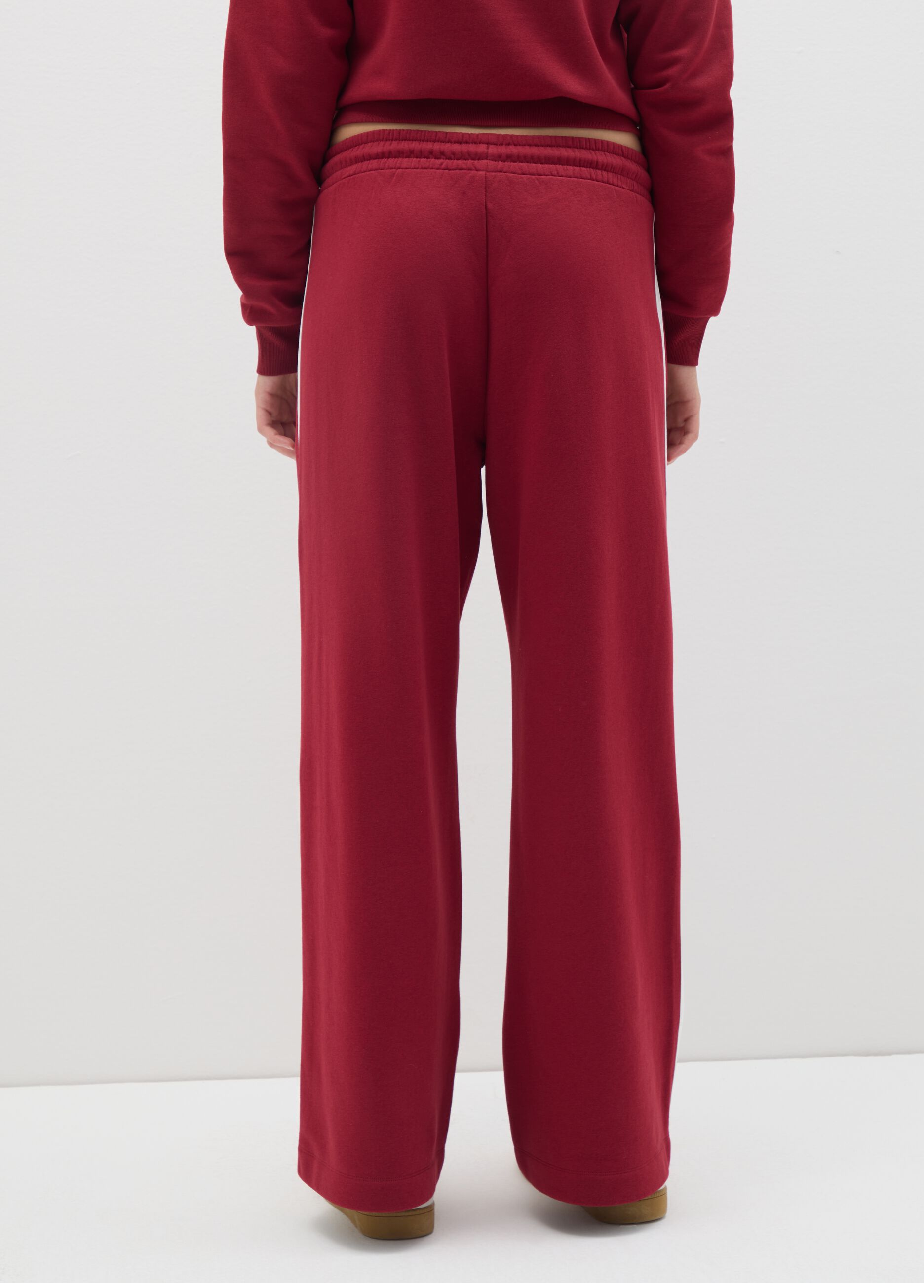 Pantaloni in misto cotone rossi a gamba larga