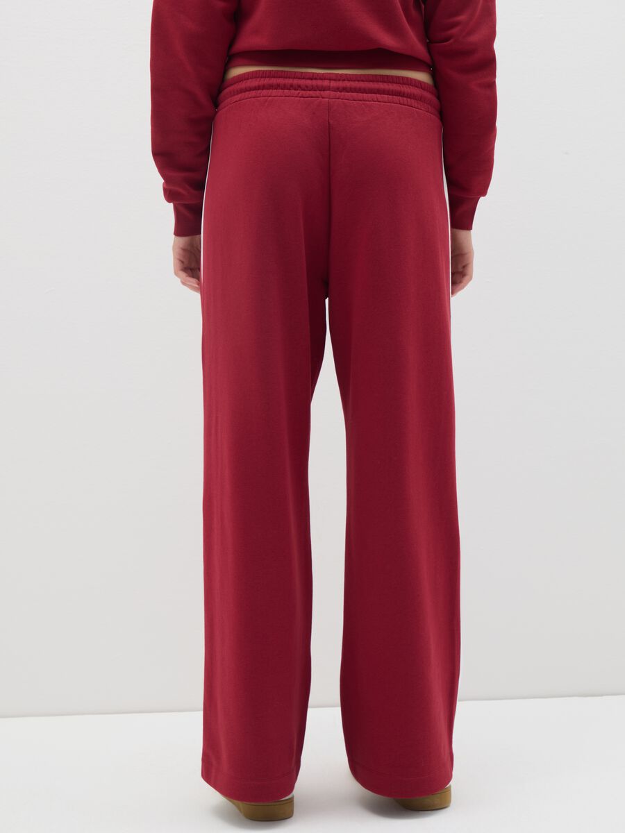 Red Wide-Leg Cotton Blend Trousers_3