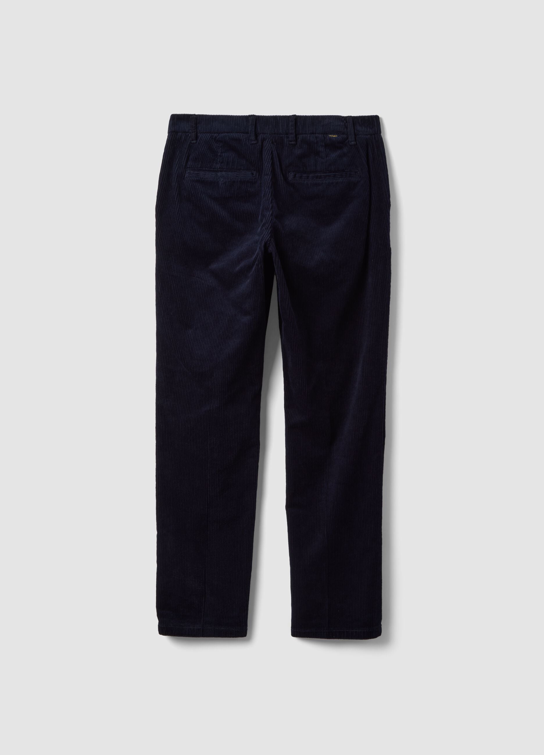 Navy stretch cotton corduroy regular-fit chino trousers