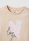 Beige pure cotton regular fit T-shirt with print for girls_3