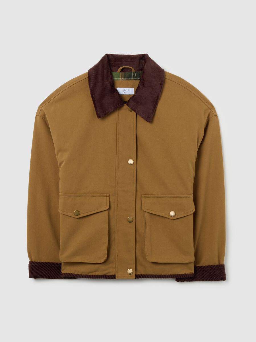 Giacca marrone in puro cotone e velluto regular fit_4