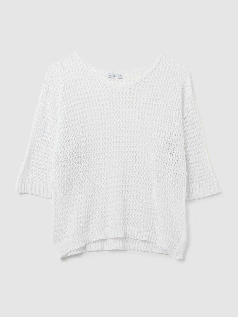 Women's white cotton regular fit jumper_0