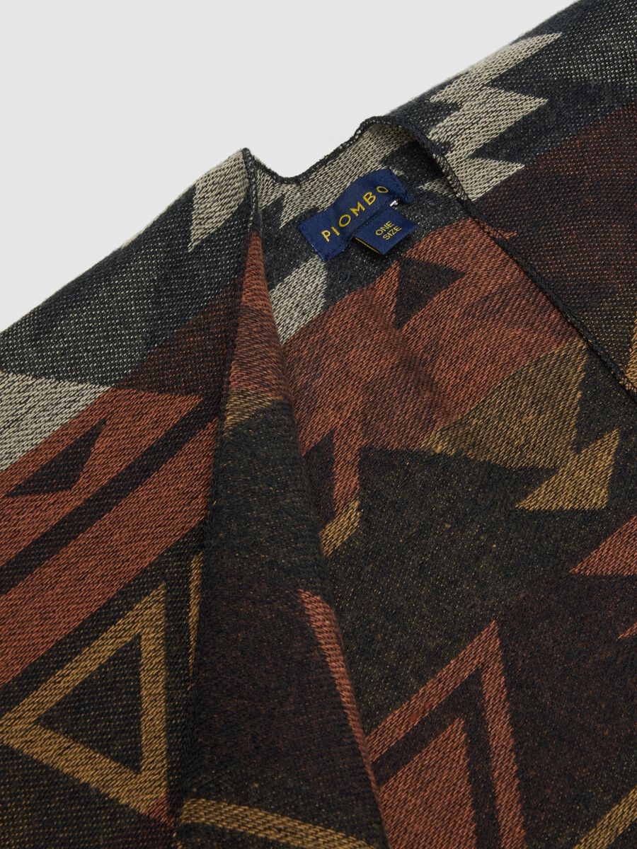 Multicolour Poncho with Fringes_1