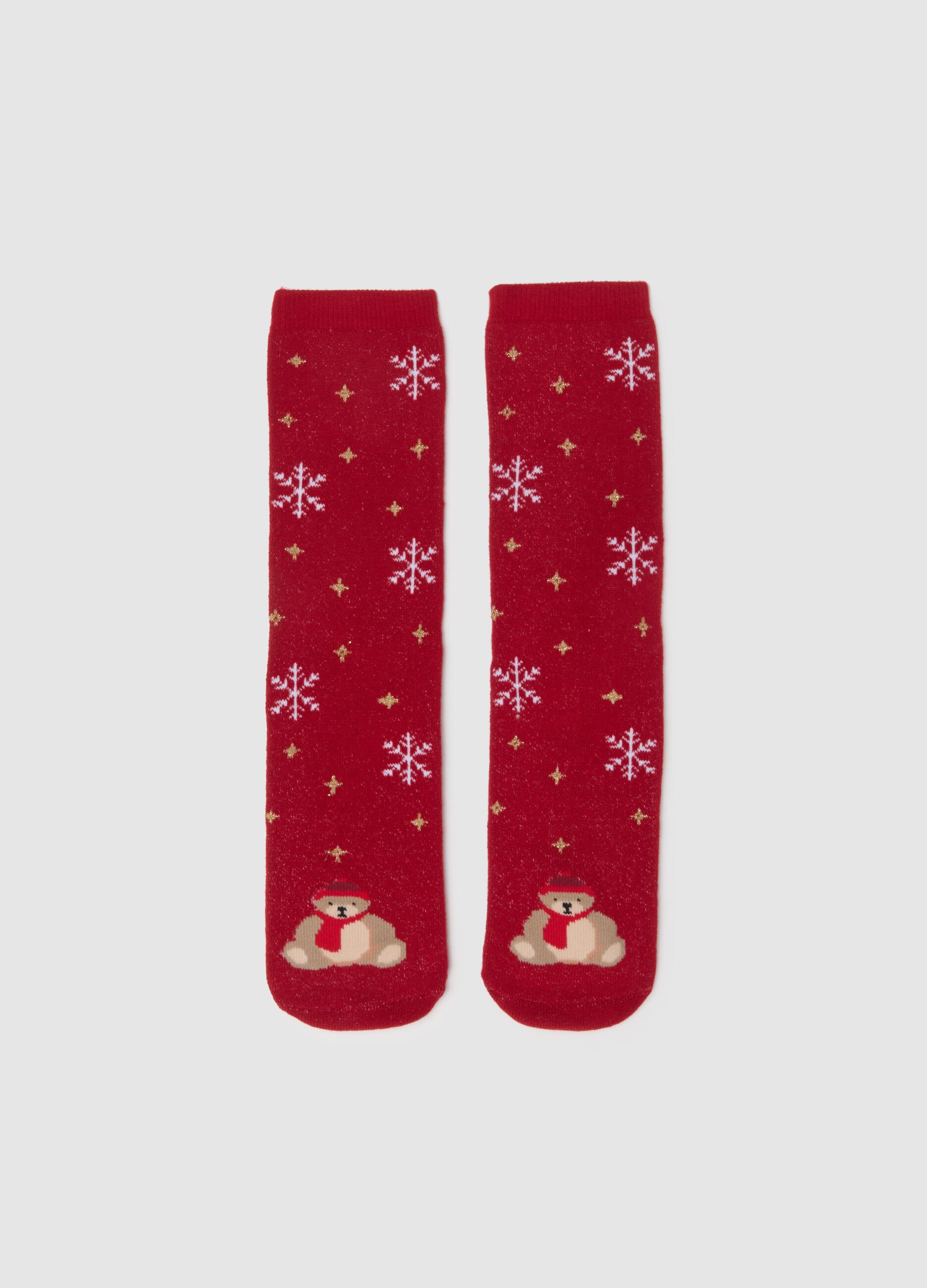 Red Christmas socks in stretch cotton blend