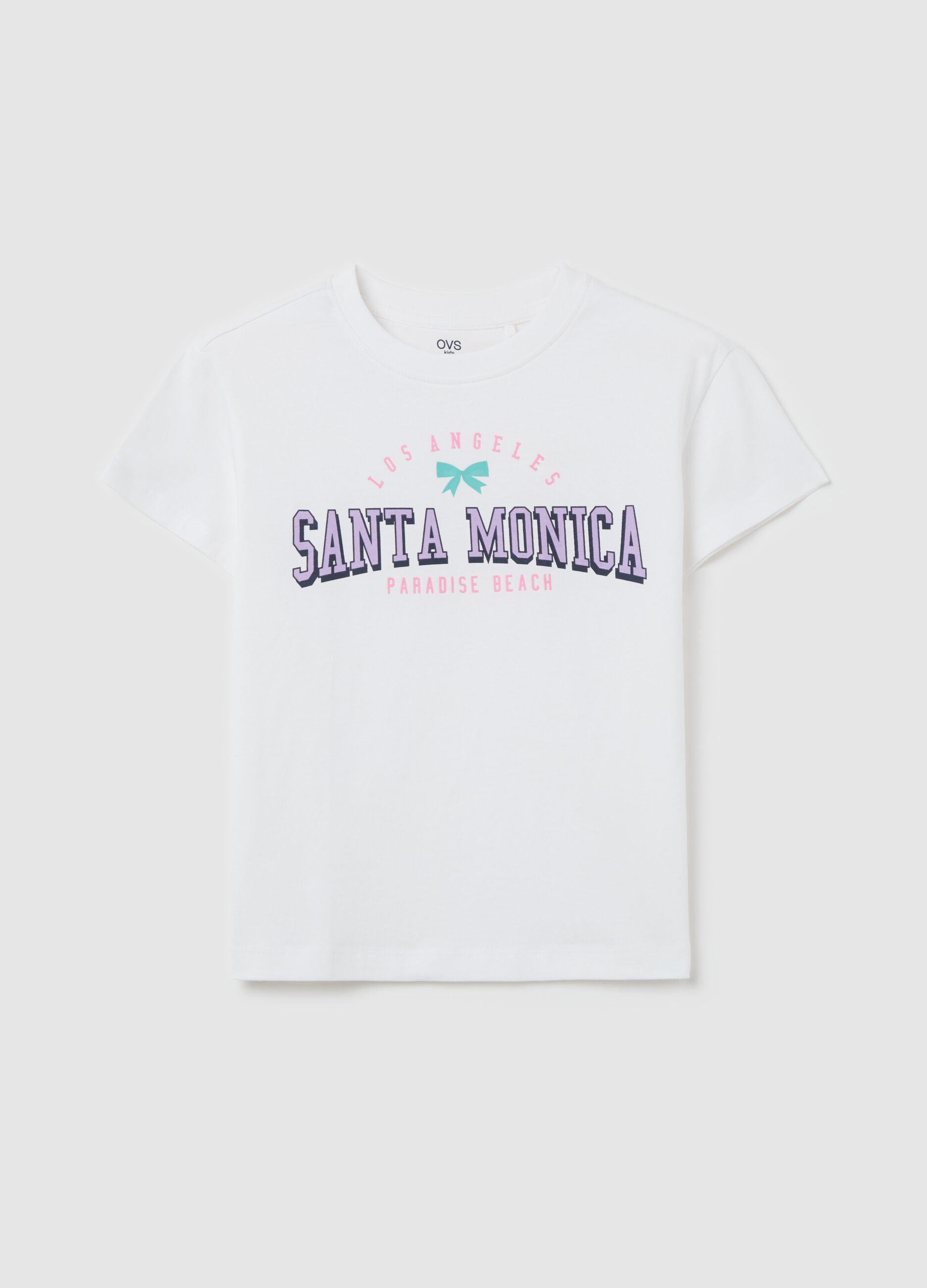 White cotton T-shirt with lettering print