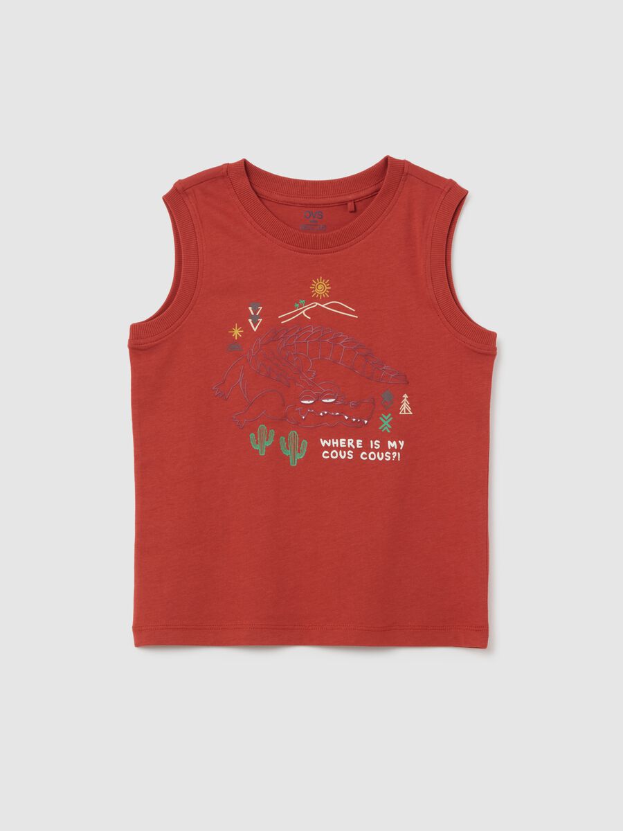 Children's red pure cotton tank top regular fit_0