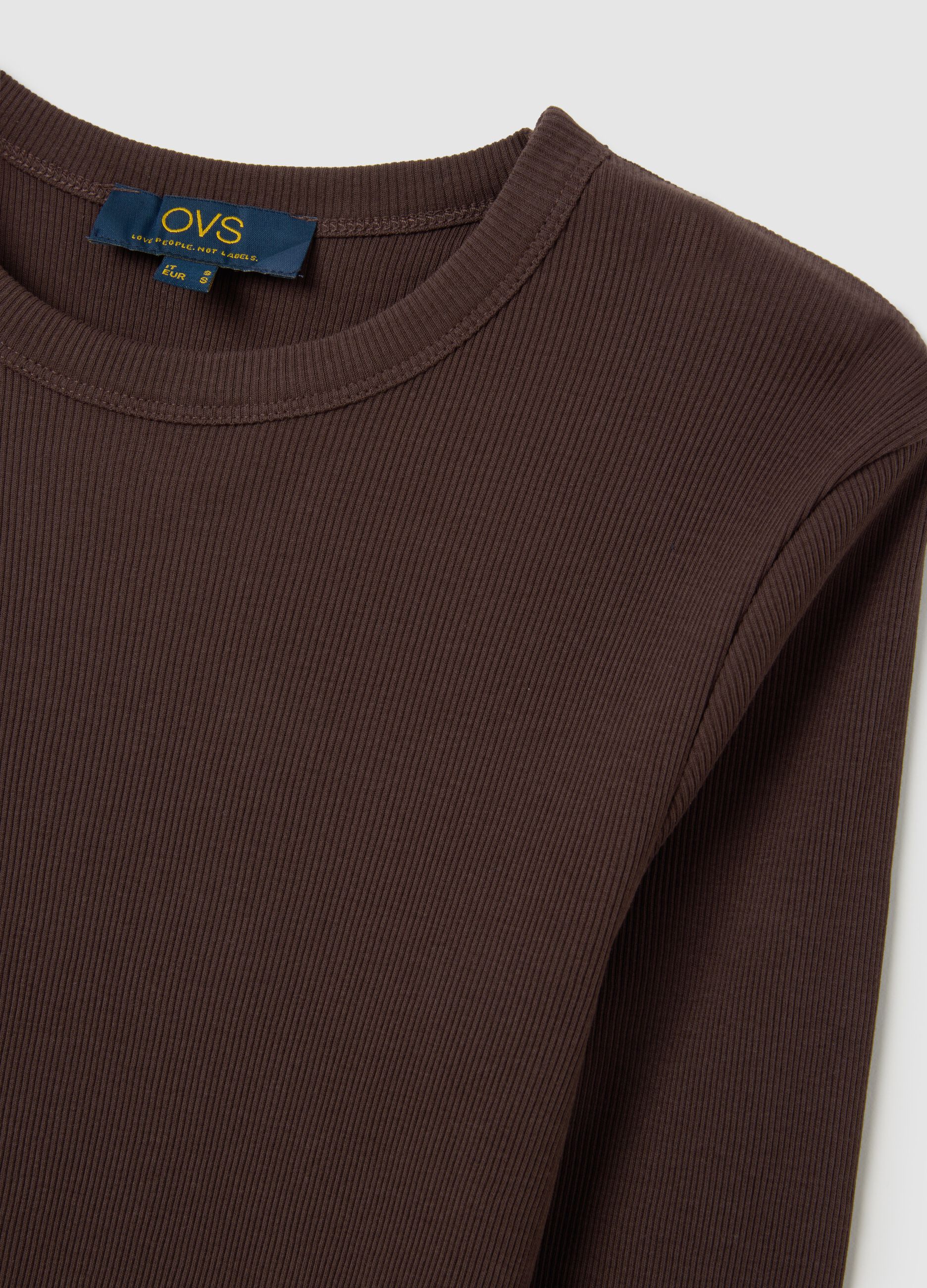 Brown regular fit pure cotton sweater