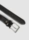 Black genuine leather belt with metal buckle_1
