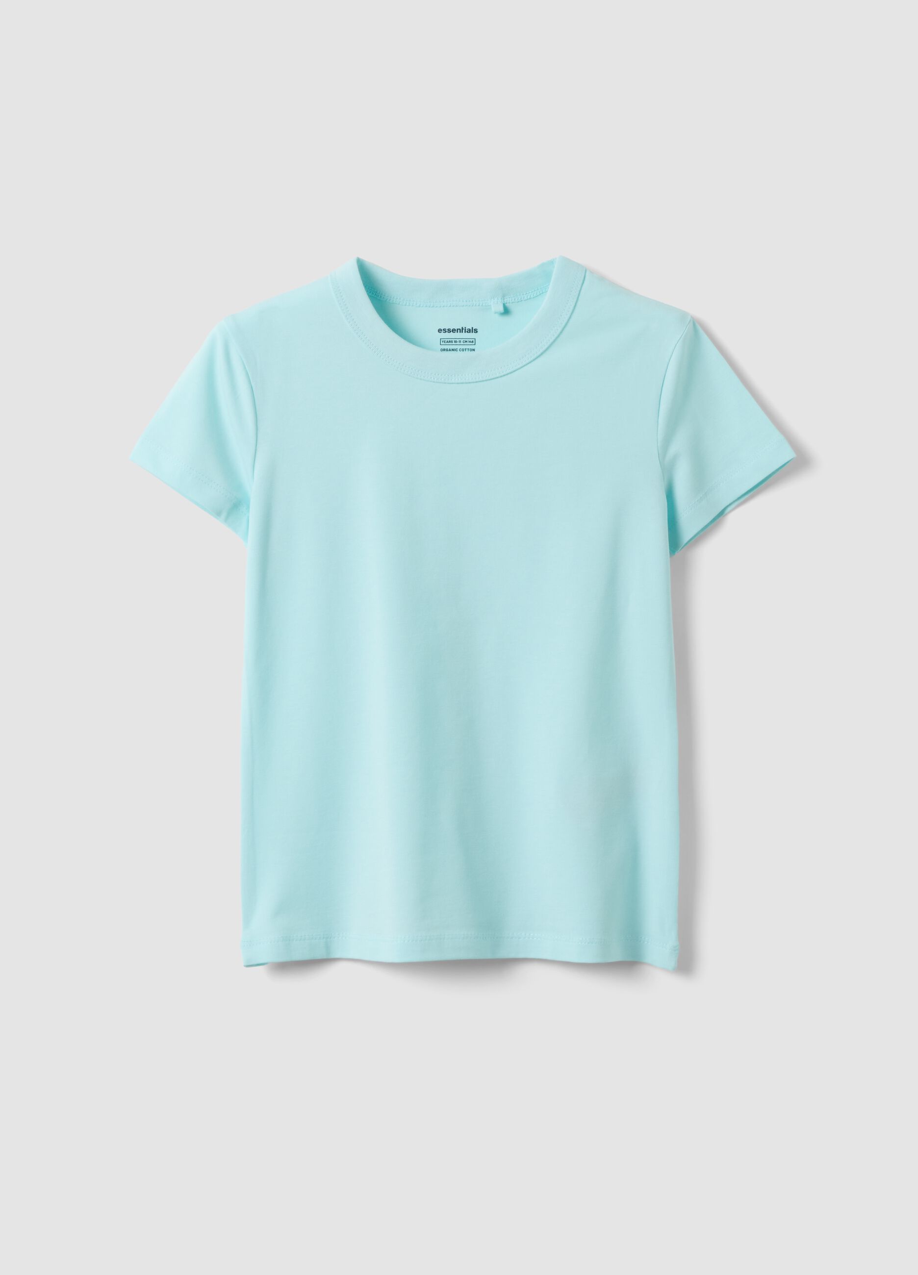 Girls&rsquo; light blue stretch cotton T-shirt, regular fit