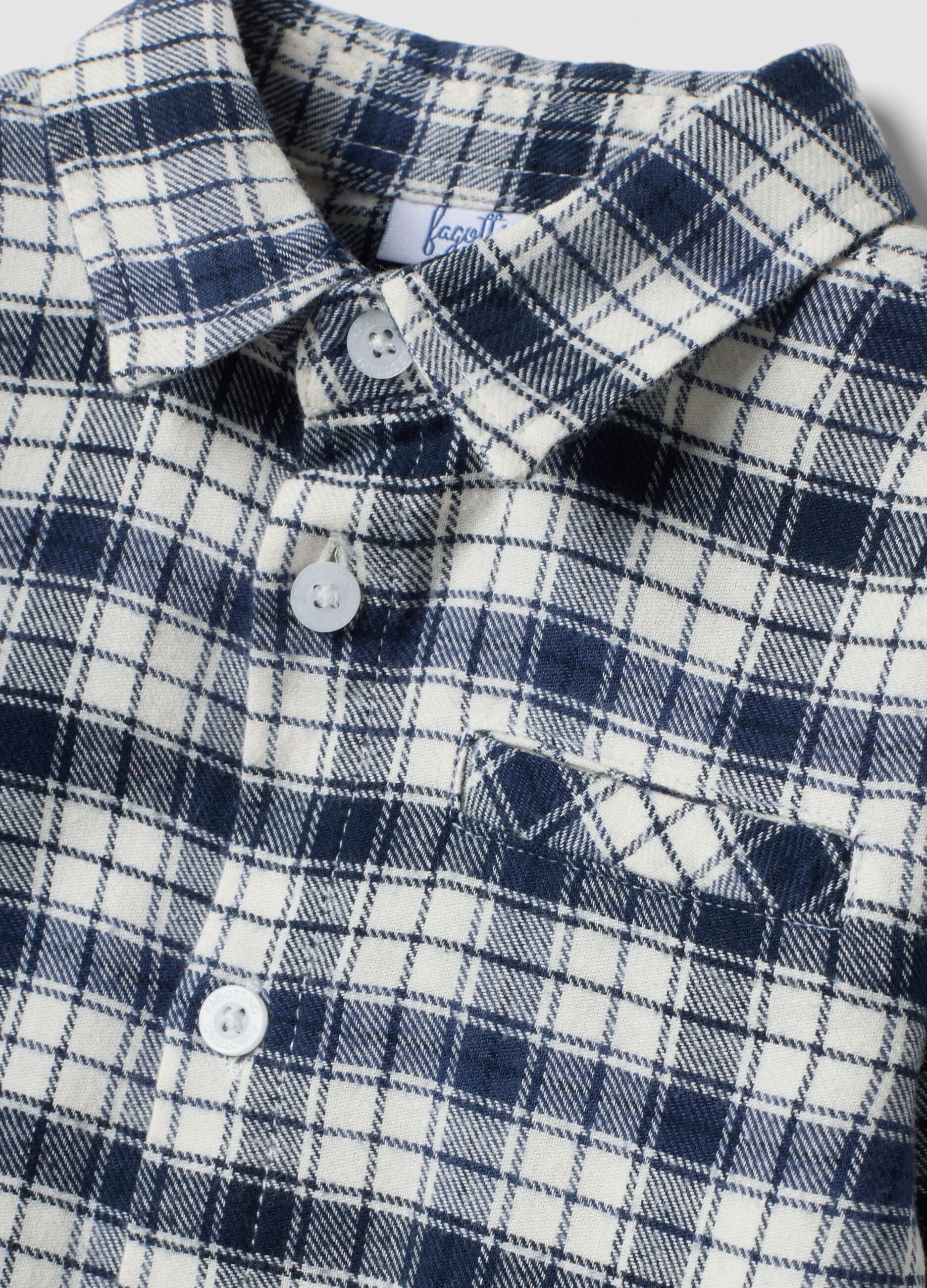 White checked shirt in pure cotton flannel