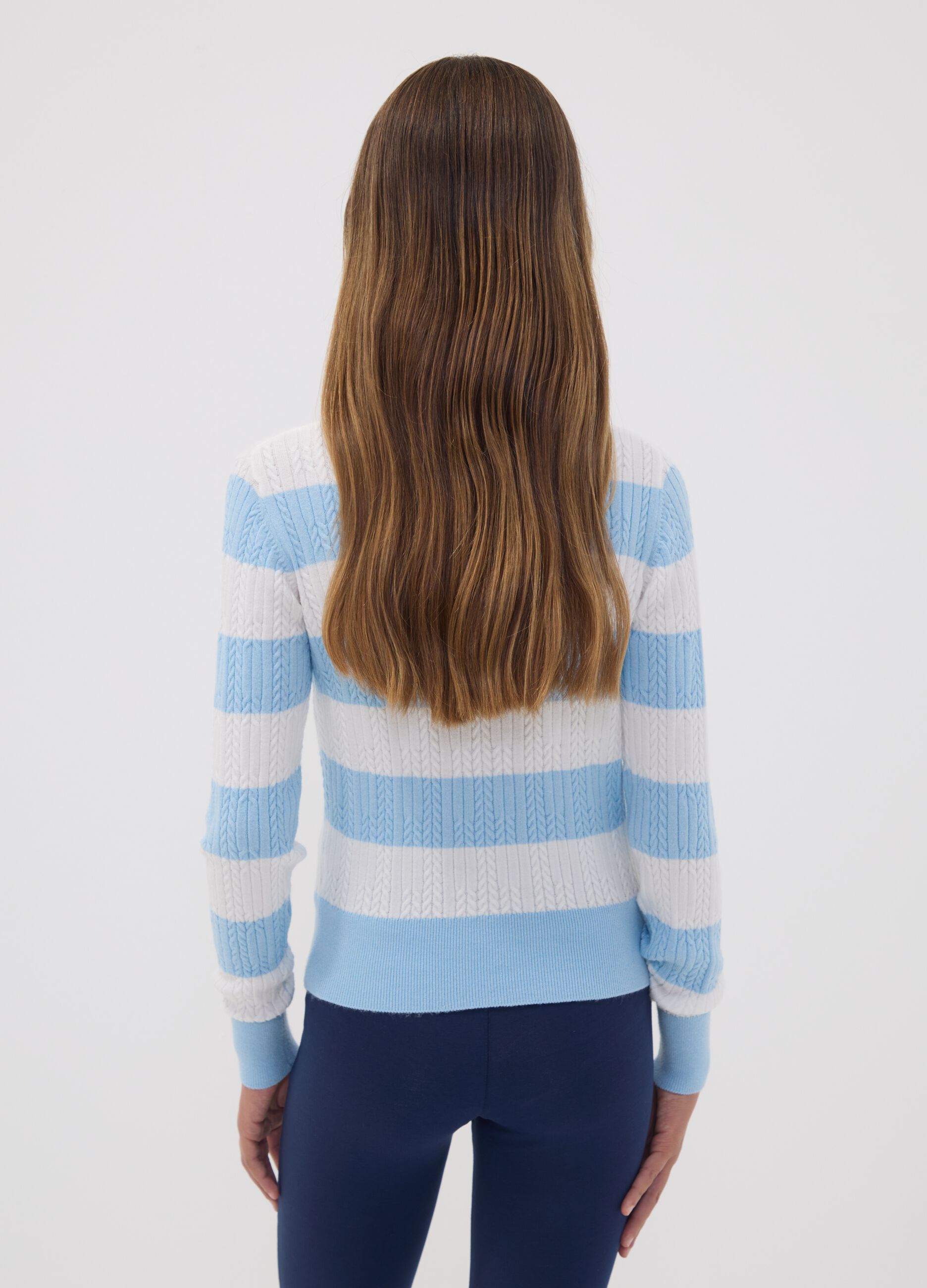 Multicolour striped viscose-blend boat-neck jumper for girls