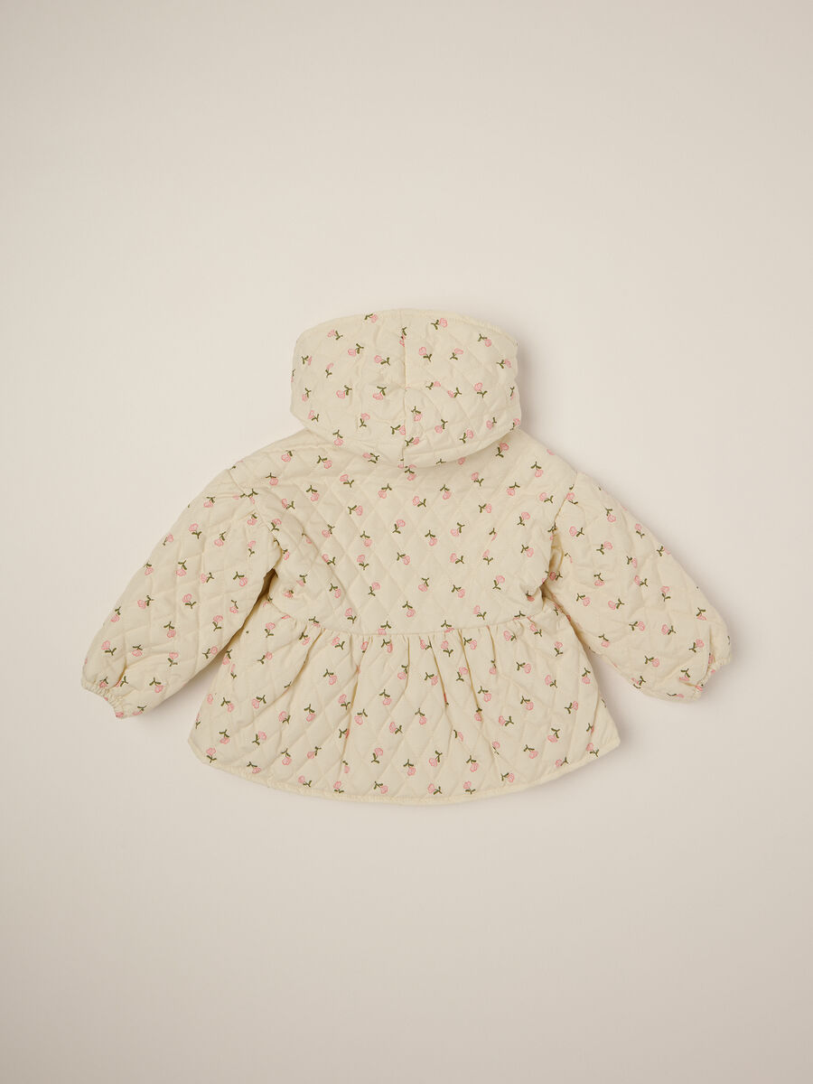 Beige jacket for newborn girl with floral print_1