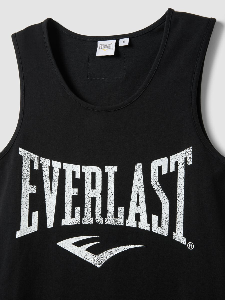Tank top in puro cotone nero regular fit con logo Everlast_5