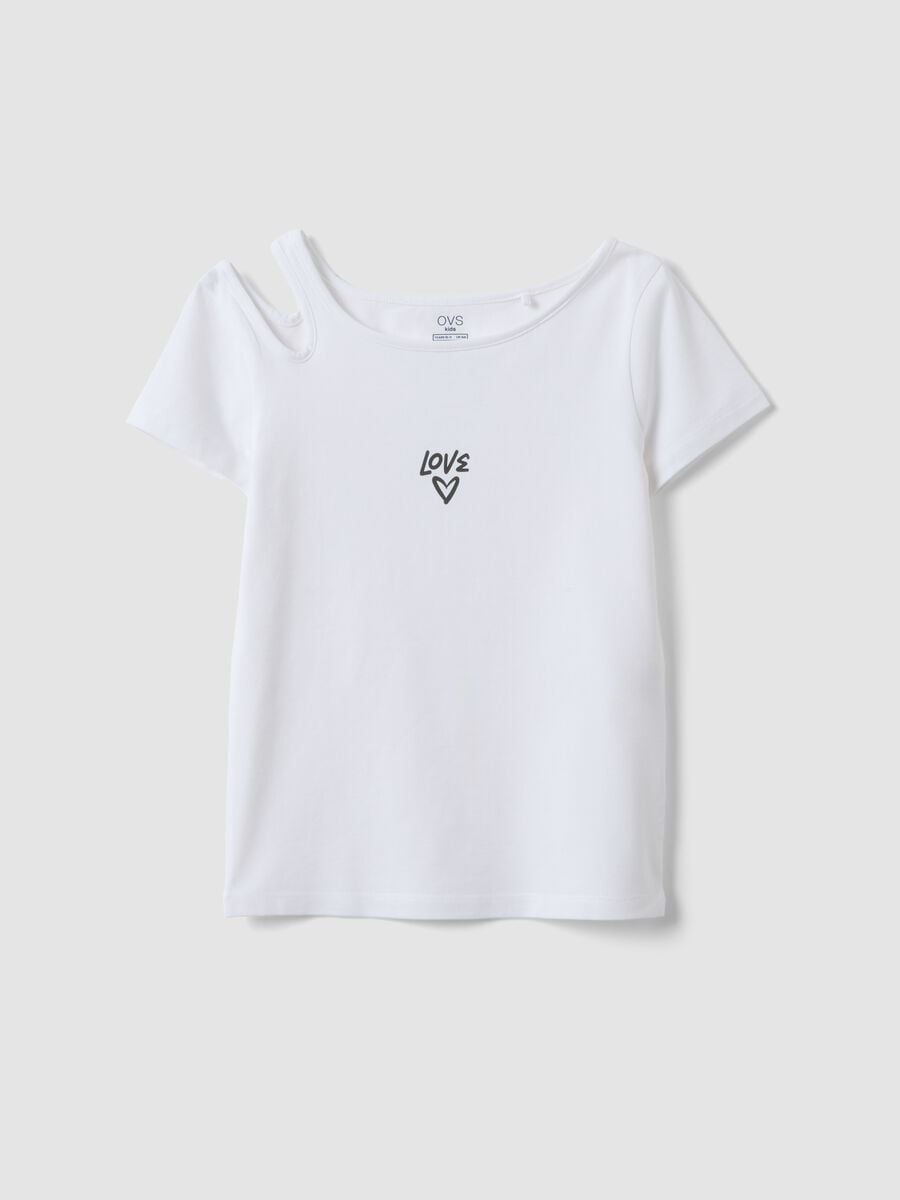 T-shirt in cotone elasticizzato bianca da ragazza slim fit_3