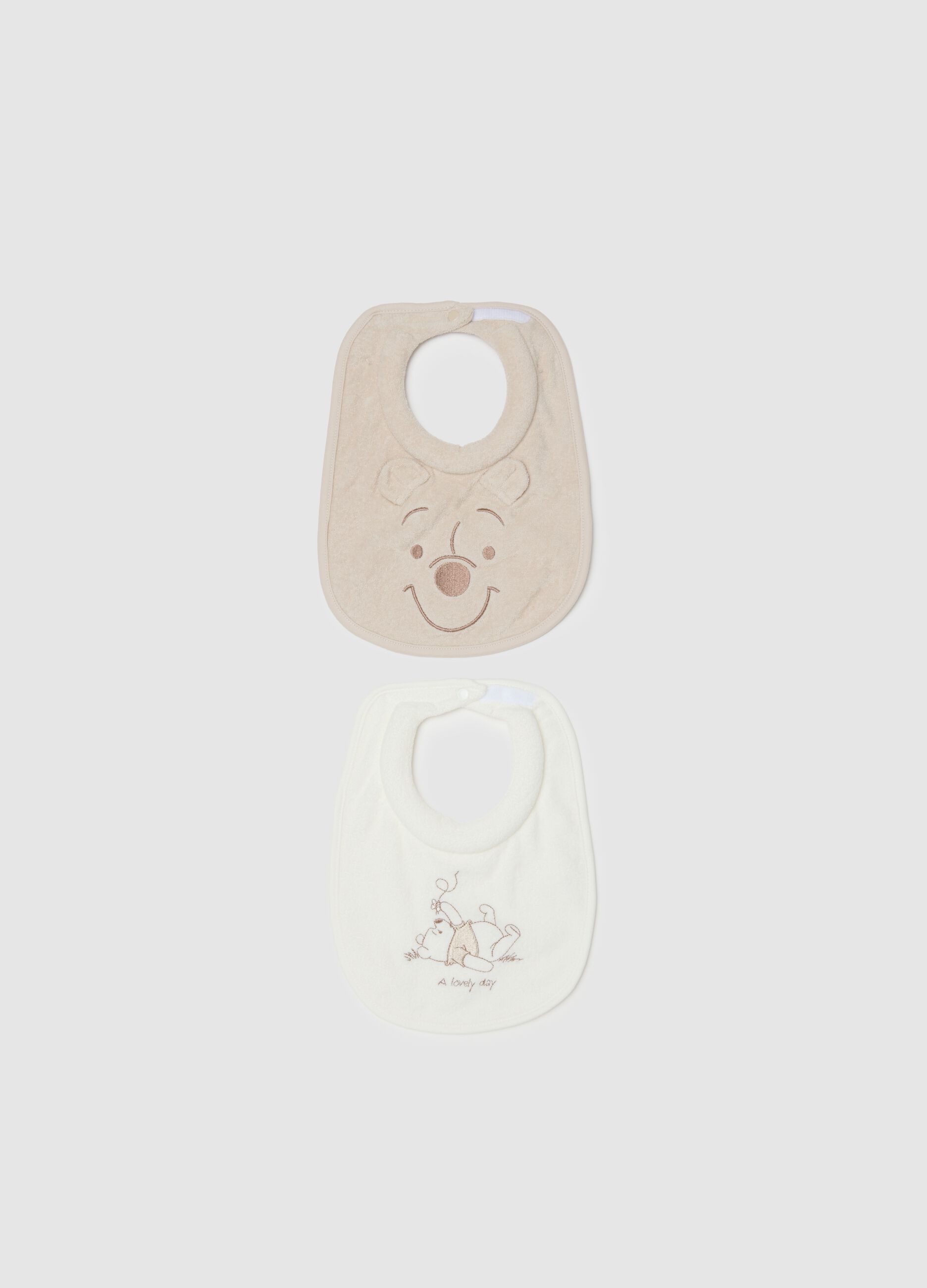 Twin pack multicolour pure cotton baby bibs with embroidery